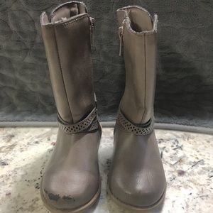 Girl adorable tan tall boots